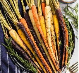 Roasted Rainbow Carrots with Chili & Maple