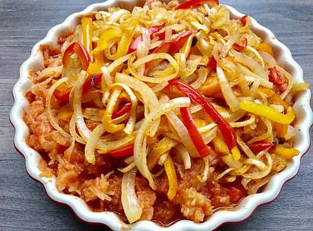 Spaghetti Squash with Juliened Peppers